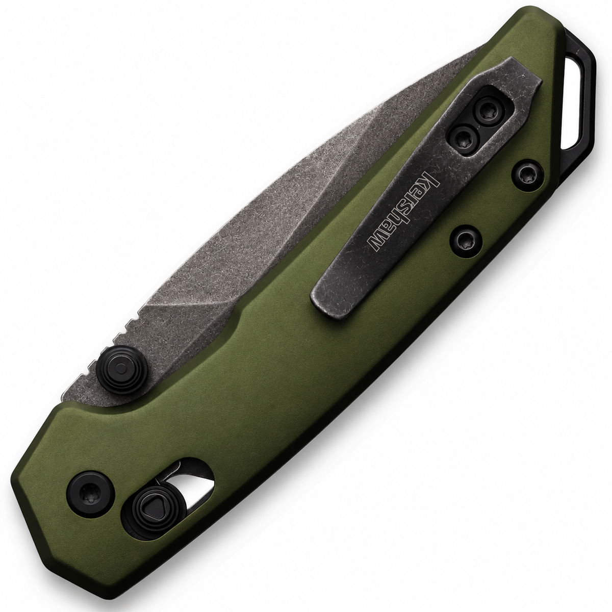 Kershaw - Mini Iridium - 2051OLBW | 3" D2 Blackwash Blade | Olive Green Aluminum