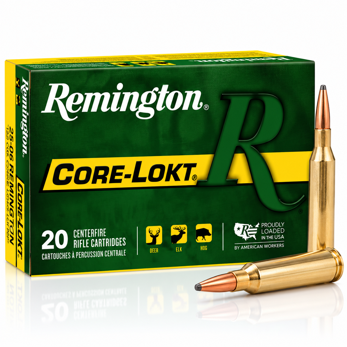 .25-06 Rem. | Remington 21515 | 120 gr. | Pointed Soft Point | Core-Lokt® | 20 Rounds