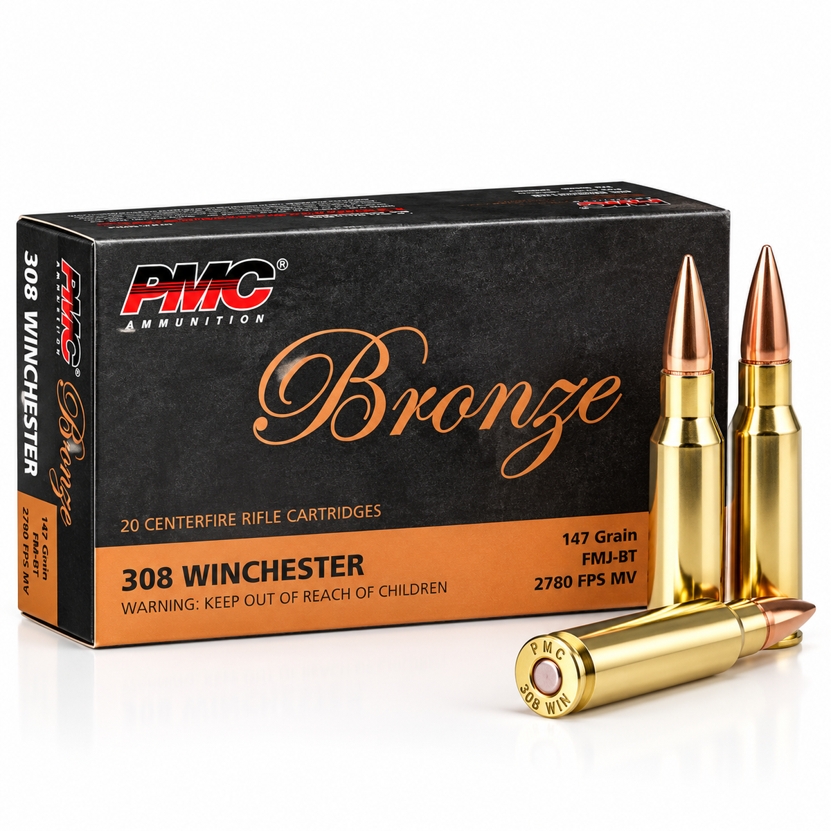 .308 Win. | PMC 308B | 147 gr. | FMJ-BT | Bronze | 20 Rounds