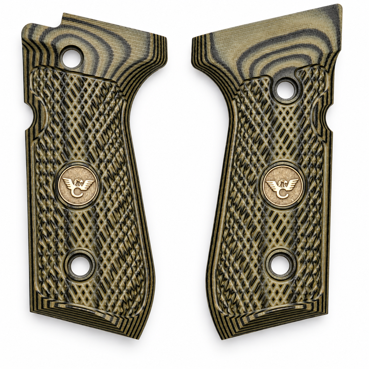 Wilson Combat Beretta 92/96 Checkered G10 Grips, Dirty Olive