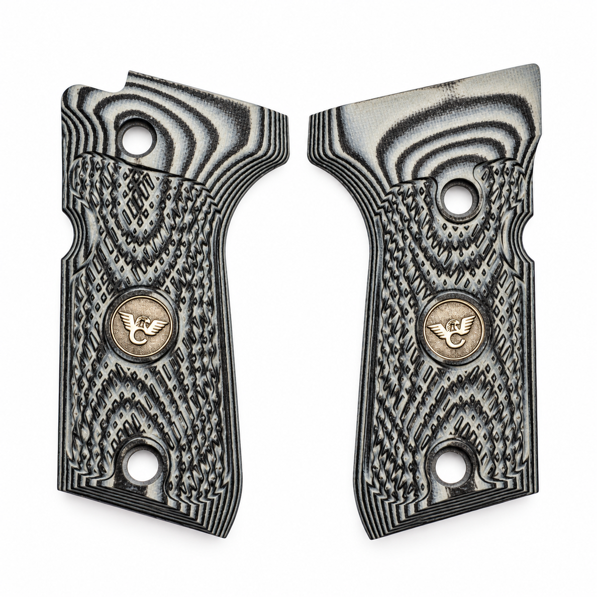 Wilson Combat Beretta 92/96 Compact Grips, Ultra Thin Checkered, Gray/Black G10 | 728-CP-UT-GB