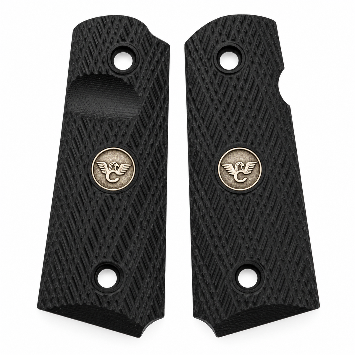 Wilson Combat 1911 Grips, Compact, Bevel Bottom, Slant, Black G10 | 737-CP-BB-BLK