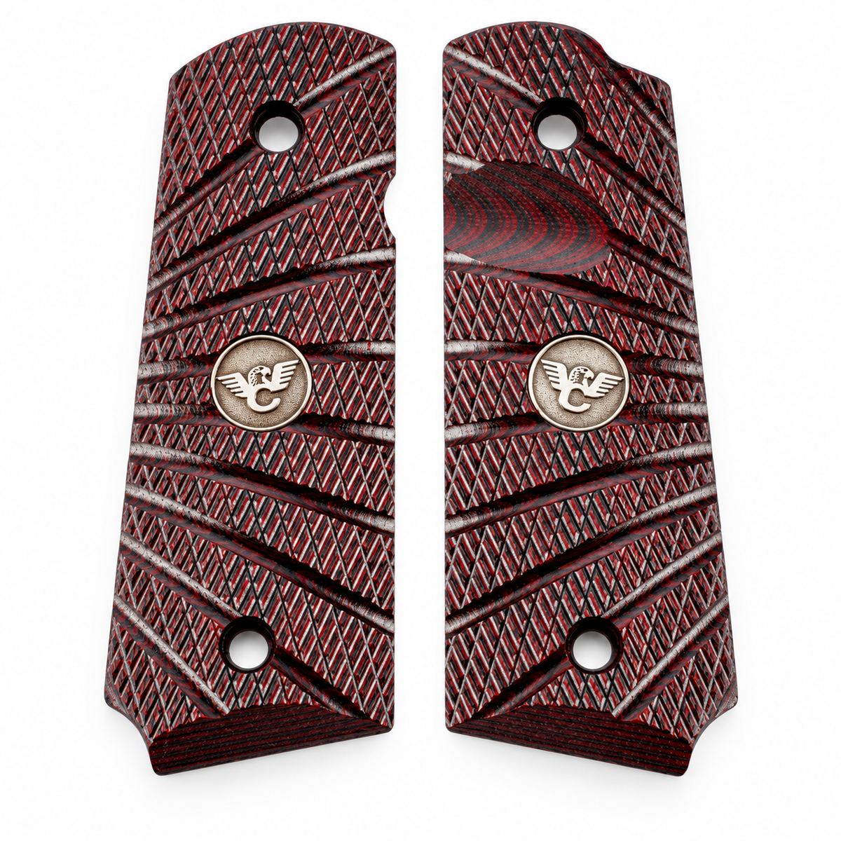 Wilson Combat 1911 Grips, Compact, Bevel Bottom, Aggressive Starburst, Black Cherry G10 | 739-CP-BB-BC