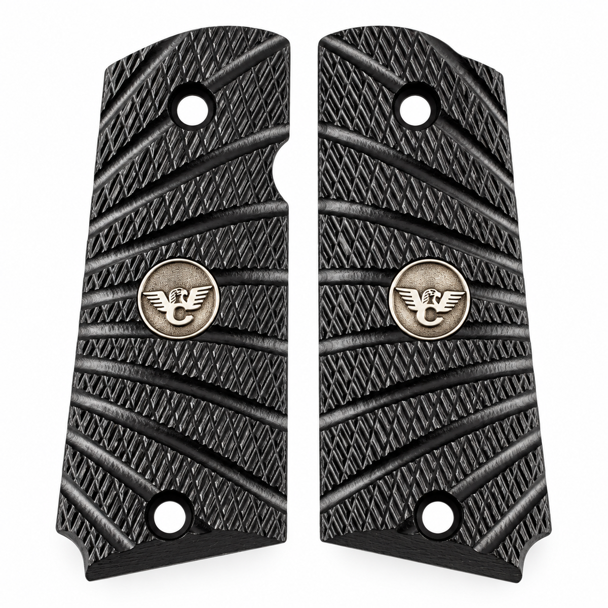 Wilson Combat 1911 Grips, Sentinel, Bevel Bottom, Aggressive Starburst, Black G10 | 739-SN-BB-BLK