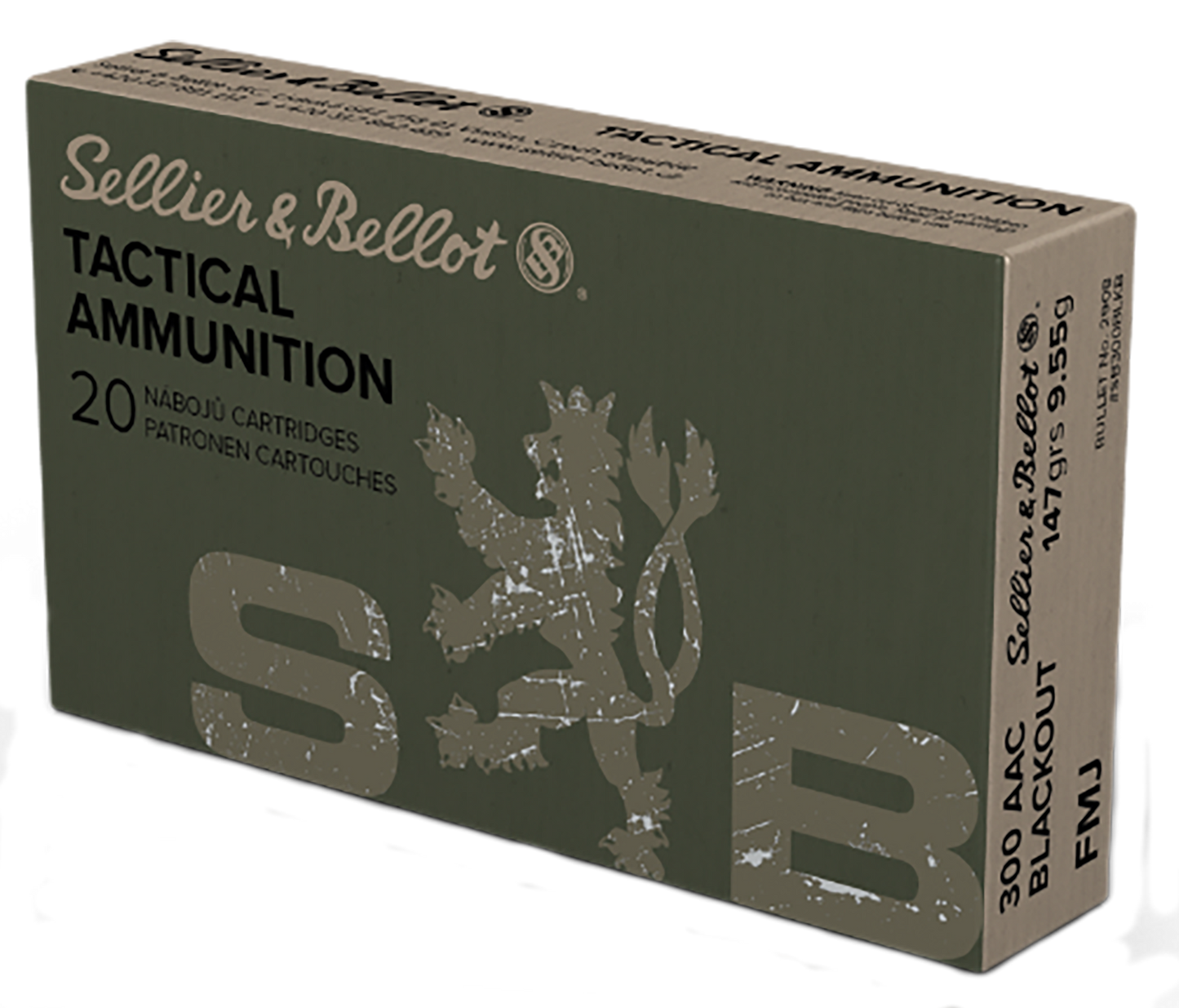 300 Blackout, S&B SB300BLKB, 147 gr. FMJ, 20 per Box