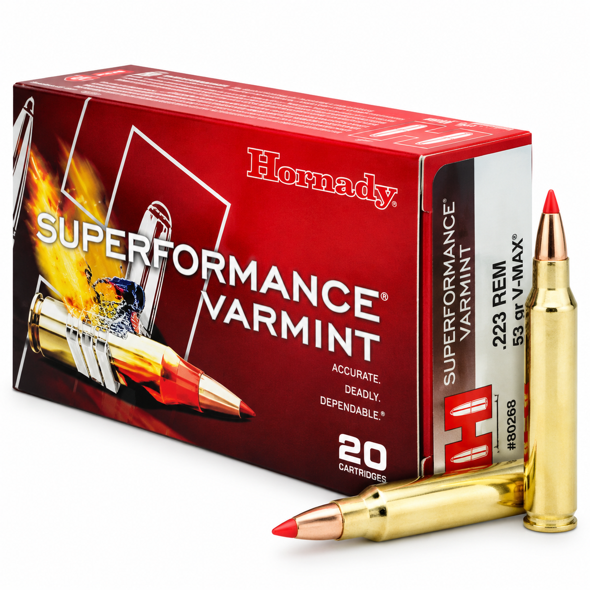 .223 Rem. | Hornady 8025 | 53 gr. | V-MAX® | Superformance® Varmint | 20 Rounds