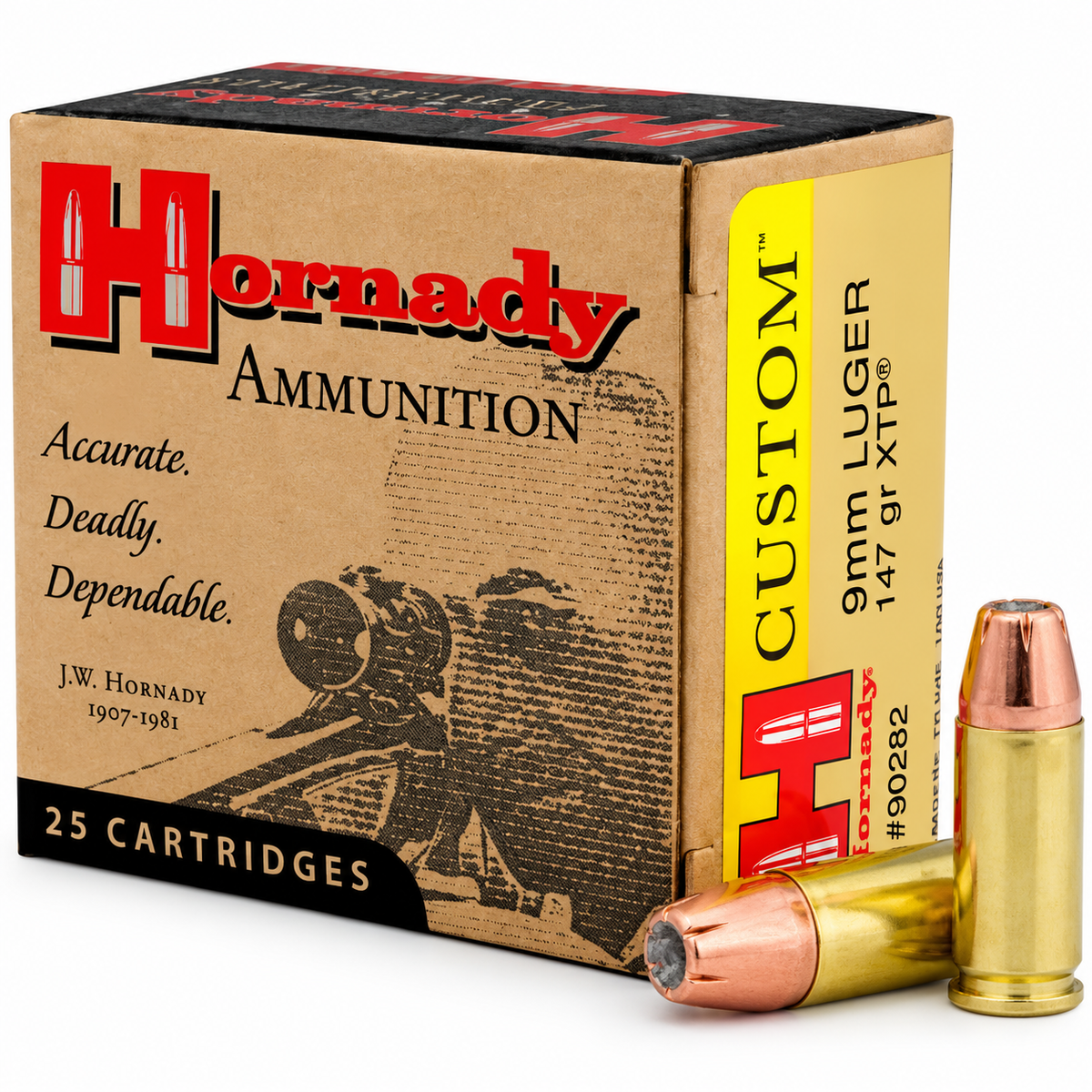 9mm Luger | Hornady 90282 | 147 gr. | XTP® | Custom™ | 25 Rounds