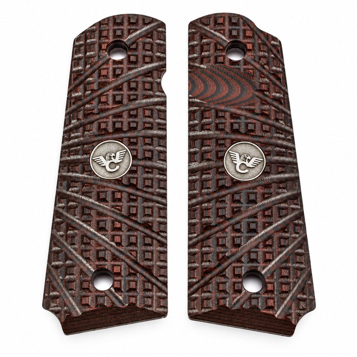 Wilson Combat 1911 Grips, Full-Size, Bevel Bottom, TRAK Starburst, Black Cherry G10 | 982-FS-BB-BC