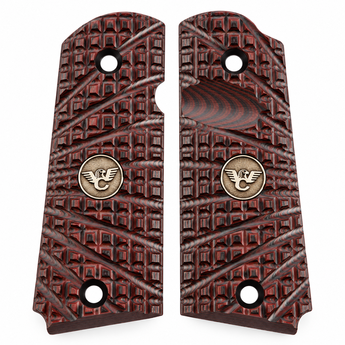 Wilson Combat 1911 Grips, Sentinel, Bevel Bottom, TRAK Starburst, Black Cherry G10 | 982-SN-BB-BC