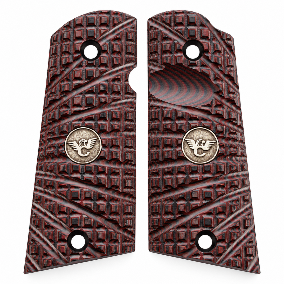 Wilson Combat 1911 Grips, Sentinel, Flat Bottom, TRAK Starburst, Black Cherry G10 | 982-SN-FB-BC