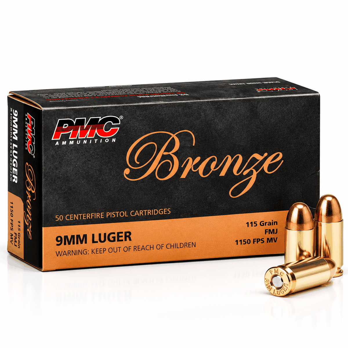 9mm Luger | PMC 9A | 115 gr. | FMJ | Bronze | 50 Rounds