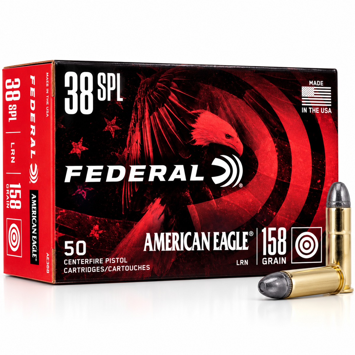 .38 Special | Federal AE38B | 158 gr. | Lead Round Nose | American Eagle® | 50 Rounds