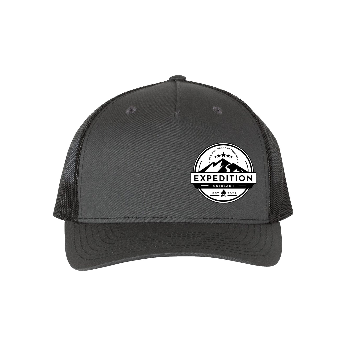 Expedition Outreach Cap, Richardson 112FP, Charcoal / Black, White Logo