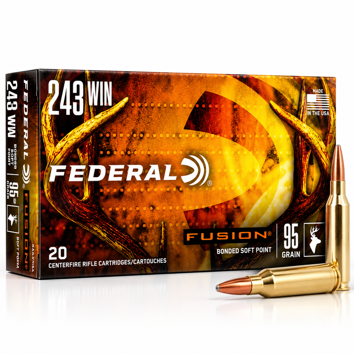 .243 Win. | Federal F243FS1 | 95 gr. | Fusion® Soft Point | 20 Rounds