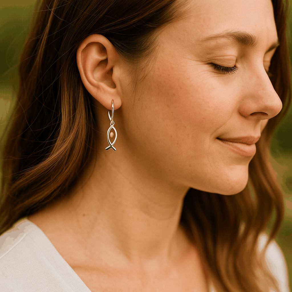 Mustard Seed Christian Fish Earrings – Faith Jewelry Inspired by Matthew 17:20, Sterling Silver Dangle Earrings Gift for Her