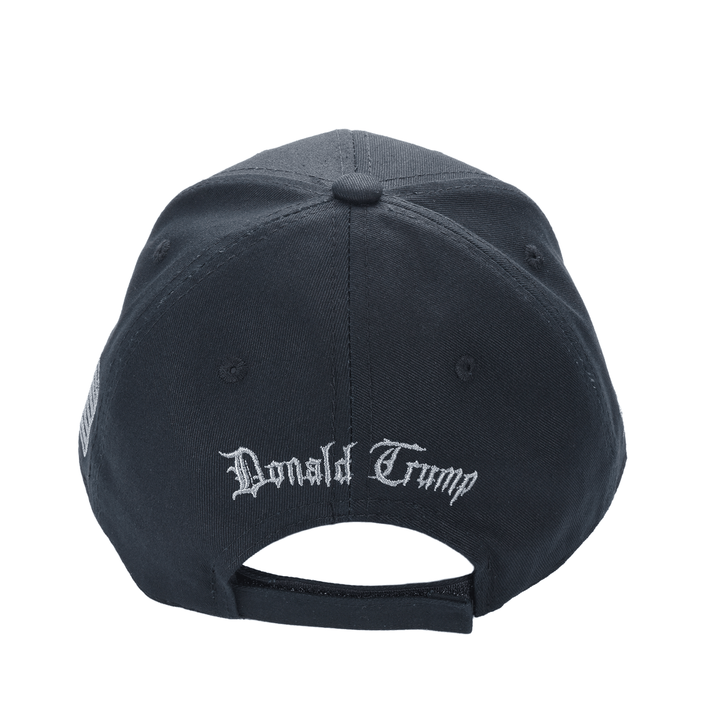 Gothic Dark MAGA Trump Cap – Black Cotton Twill, “Make America Great Again” Gothic Embroidery, Never Surrender Side, Flag & Trump Back