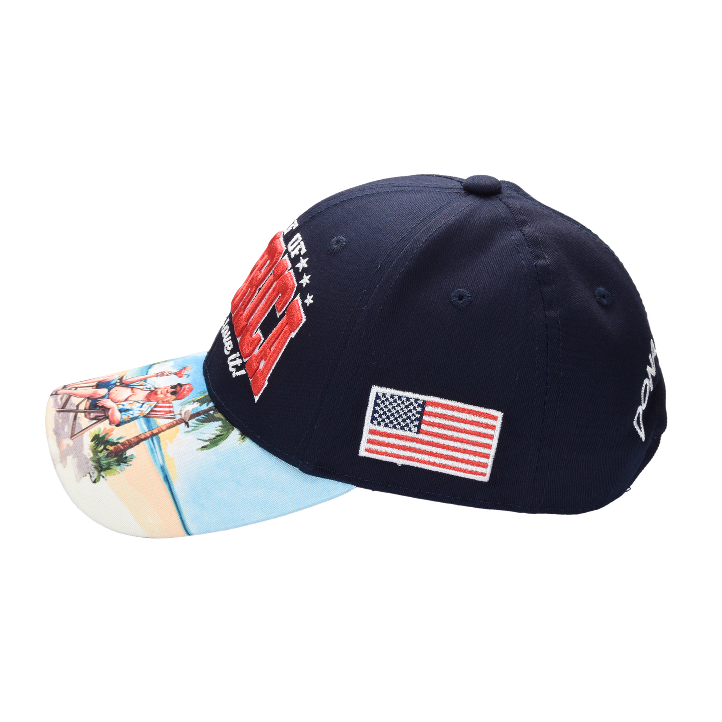 Gulf of America Cap – Beach Scene Printed Bill & USA Flag Patch