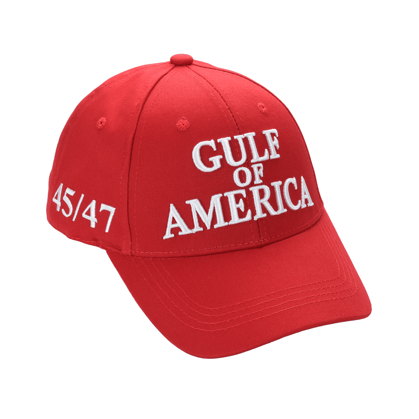 Gulf of America Cap – Red Cotton Twill Hat with Embroidered Front & Hook-and-Loop Adjustable Strap