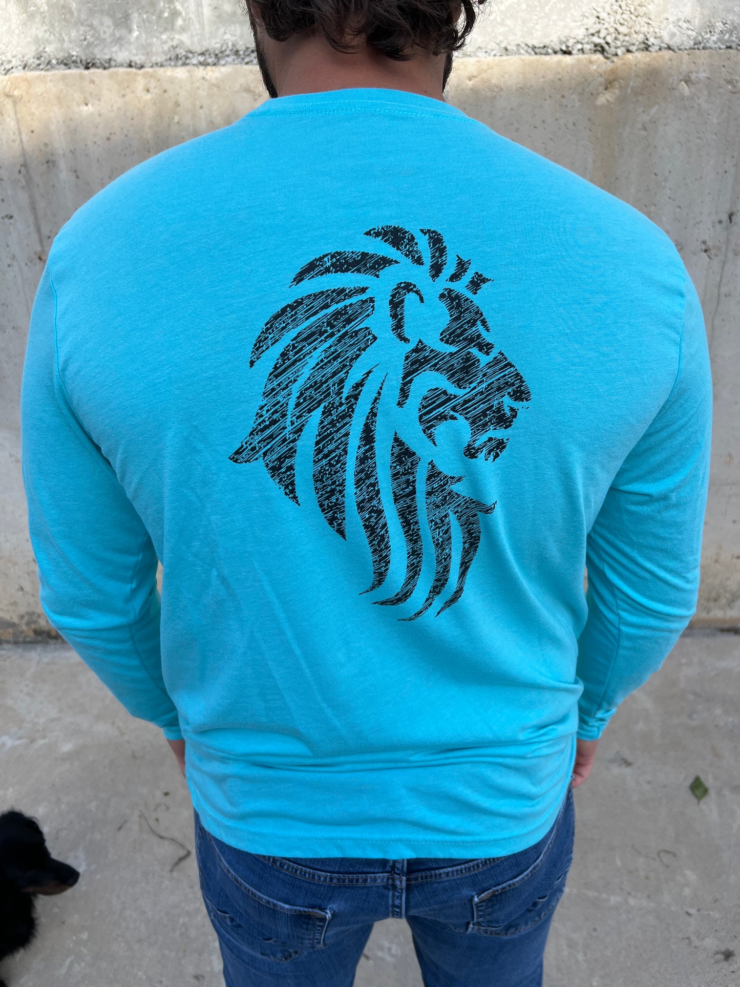 Habit Defense Shield Logo / Lion of Judah T-Shirt, Tahiti Blue