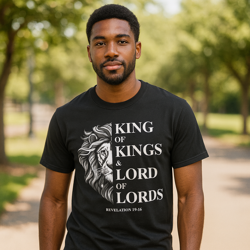 King of Kings & Lord of Lords Lion • Revelation 19:16 Faith T-Shirt