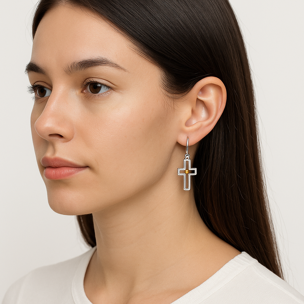 Mustard Seed Cross Earrings – Faith Jewelry Inspired by Matthew 17:20, Christian Gift for Women