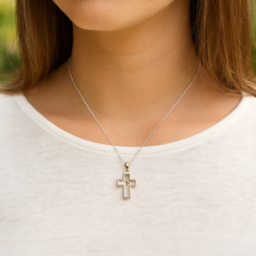 Mustard Seed Cross Necklace, Sterling Silver Christian Jewelry, Faith Pendant Gift for Women, Bible Verse Matthew 17:20