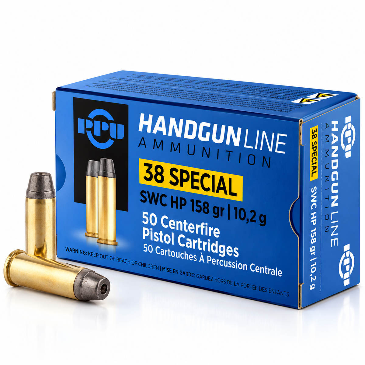 .38 Special | PPU PP38SH | 158 gr. | SWC HP | Handgun Line | 50 Rounds