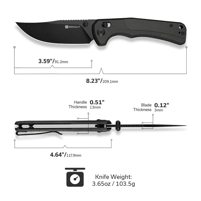 Sencut - Slybolt | S25001A-1 Folding Knife - 3.63" 9Cr18MoV