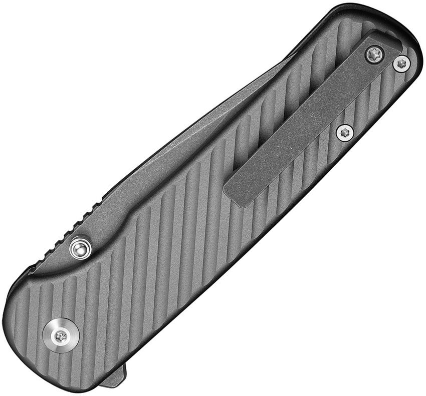 CIVIVI Iron Tide C25011-3 folding knife closed clip side showing gray aluminum handle and titanium pocket clip