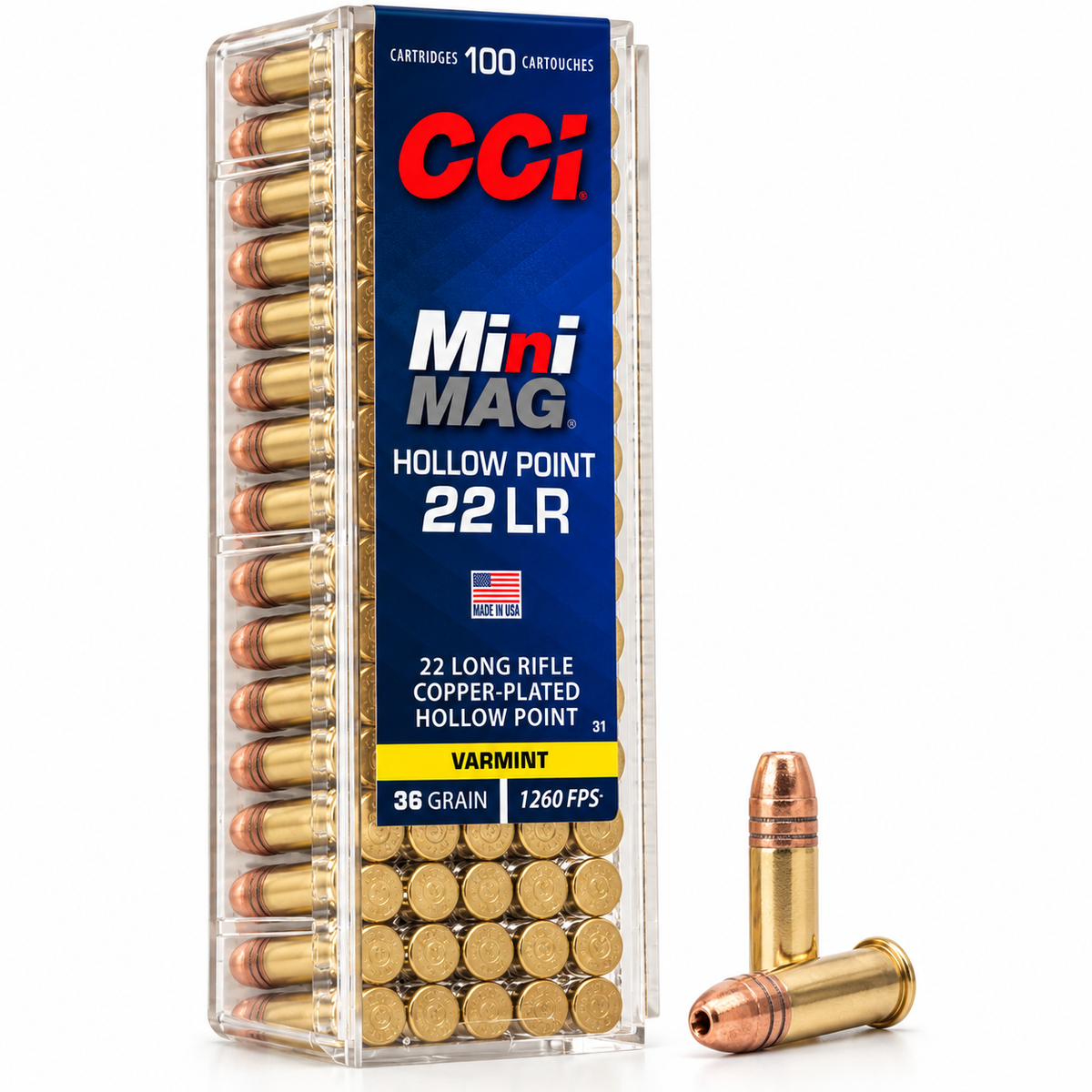.22 Long Rifle | CCI 31 | 36 gr. | Copper-Plated Hollow Point | Mini-Mag® | 100 Rounds