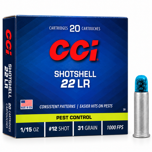 .22 Long Rifle | CCI 39 | 31 gr. | #12 Shot | Rimfire Shotshell | 20 Rounds