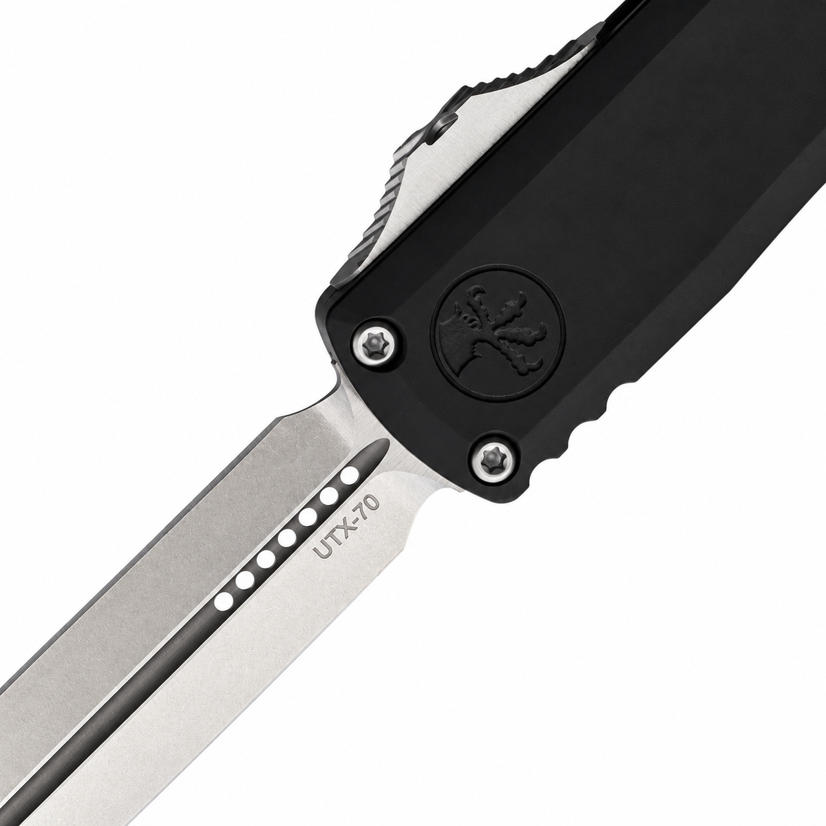 Microtech - UTX-70 Gen IV D/E OTF - 11474-10 | Slide Lock | 2.5" Dagger Bohler M390MK Stonewash Blade | Black Anodize