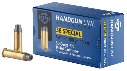 38 Special, PPU PPH38SH, 158 gr. SWC HP, 50 per Box