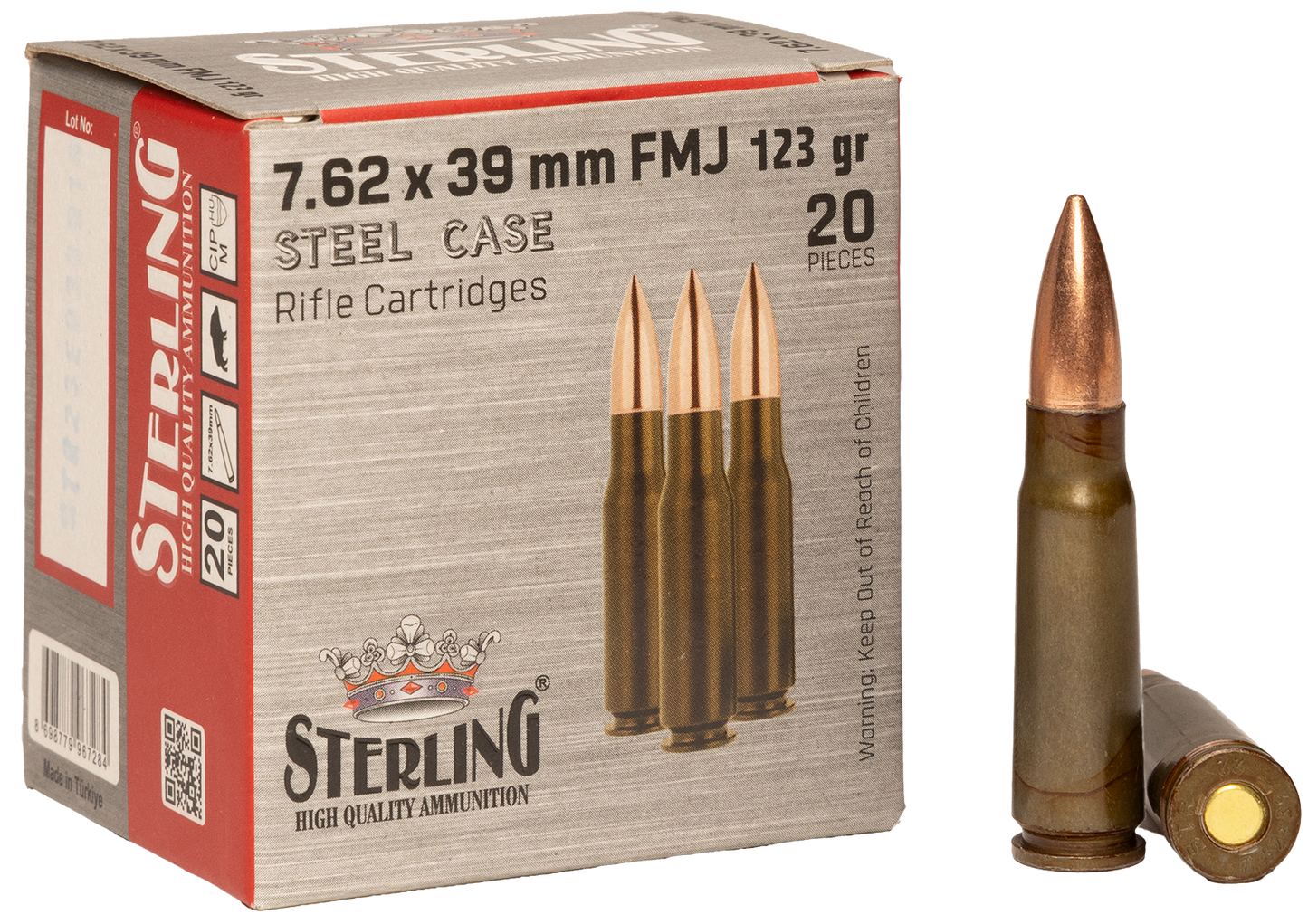 7.62x39mm, Sterling 8698779967284, 123 gr. FMJ, 20 per Box