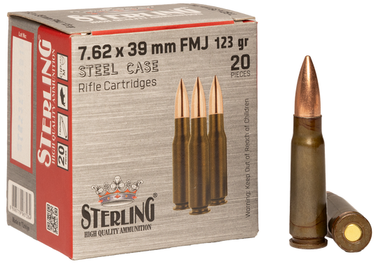 7.62x39mm, Sterling 8698779967284, 123 gr. FMJ, 20 per Box