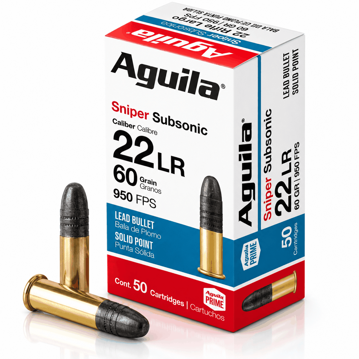 22 LR | Aguila 1B220112 | 60 gr. | Lead Solid Point | Sniper Subsonic | 50 Rounds