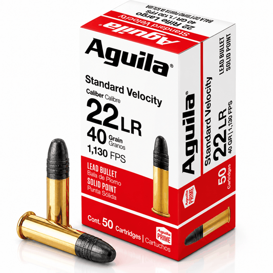 22 LR | Aguila 1B220332 | 40 gr. | Lead Solid Point | Standard Velocity | 50 Rounds