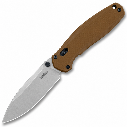 Kershaw - Broadside - 2052 | DuraLock | 3.5" D2 Stonewash | Brown G10