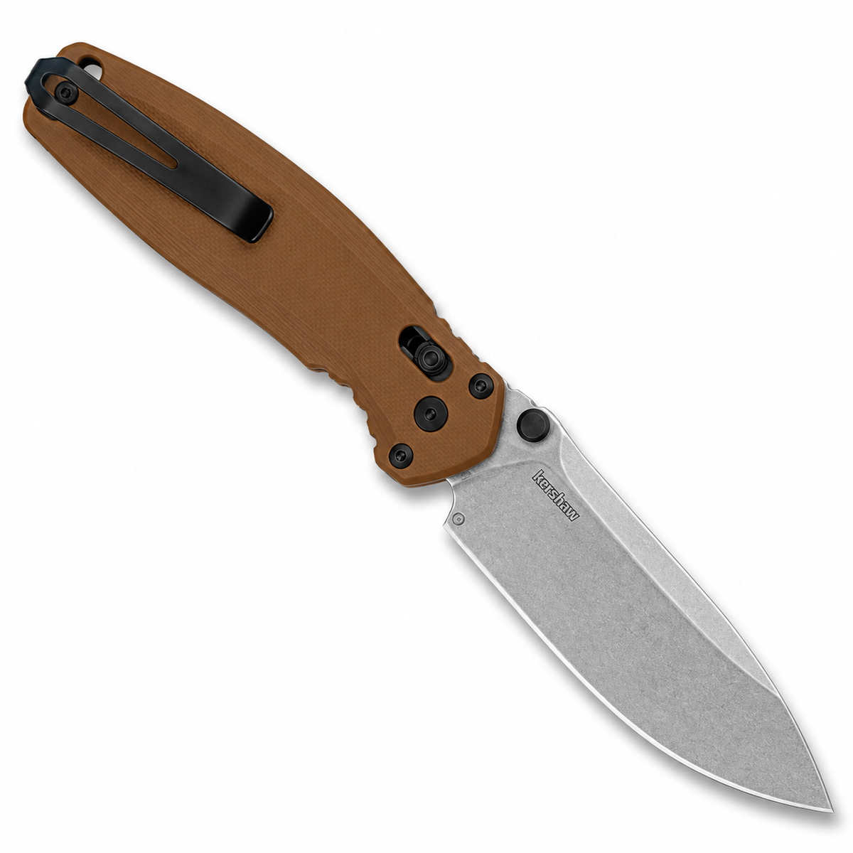 Kershaw - Broadside - 2052 | DuraLock | 3.5" D2 Stonewash | Brown G10