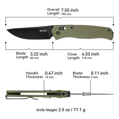 SRM - Medal | 255L-GP2 Folding Knife - 3.2" 10Cr15CoMoV