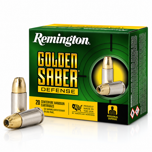 9mm Luger | Remington 27601 | 124 gr. | Brass JHP | Golden Saber® Defense | 20 Rounds