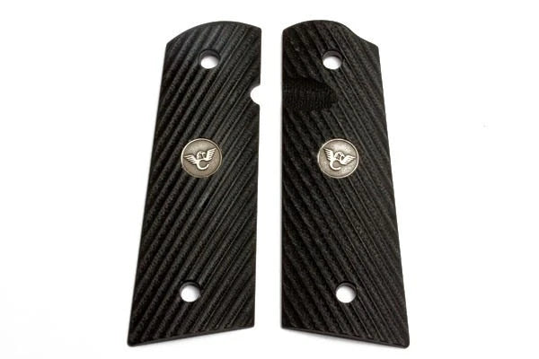Wilson Combat 1911 Grips, Full-Size, Flat Bottom, Diagonal, Black G10 | 351VFS