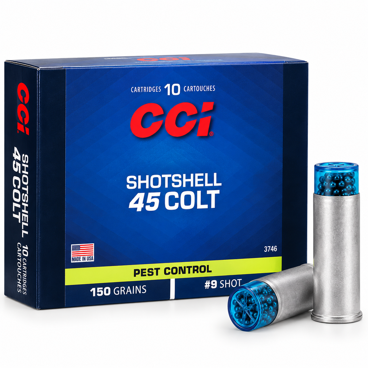 .45 Colt | CCI 3746 | 150 gr. | #9 Shot | Pest Control Shotshell | 10 Rounds