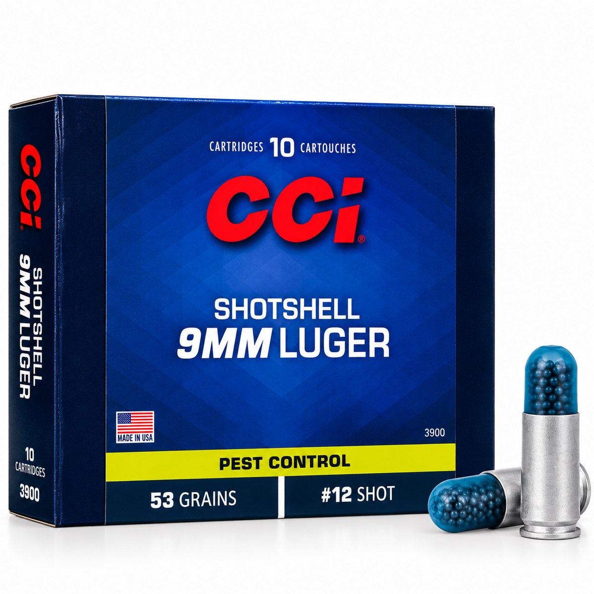 9mm Luger | CCI 3790 | 53 gr. | #12 Shot | Pest Control Shotshell | 10 Rounds