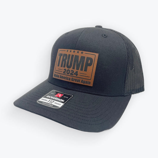 Trump 2024 Leather Patch Caps