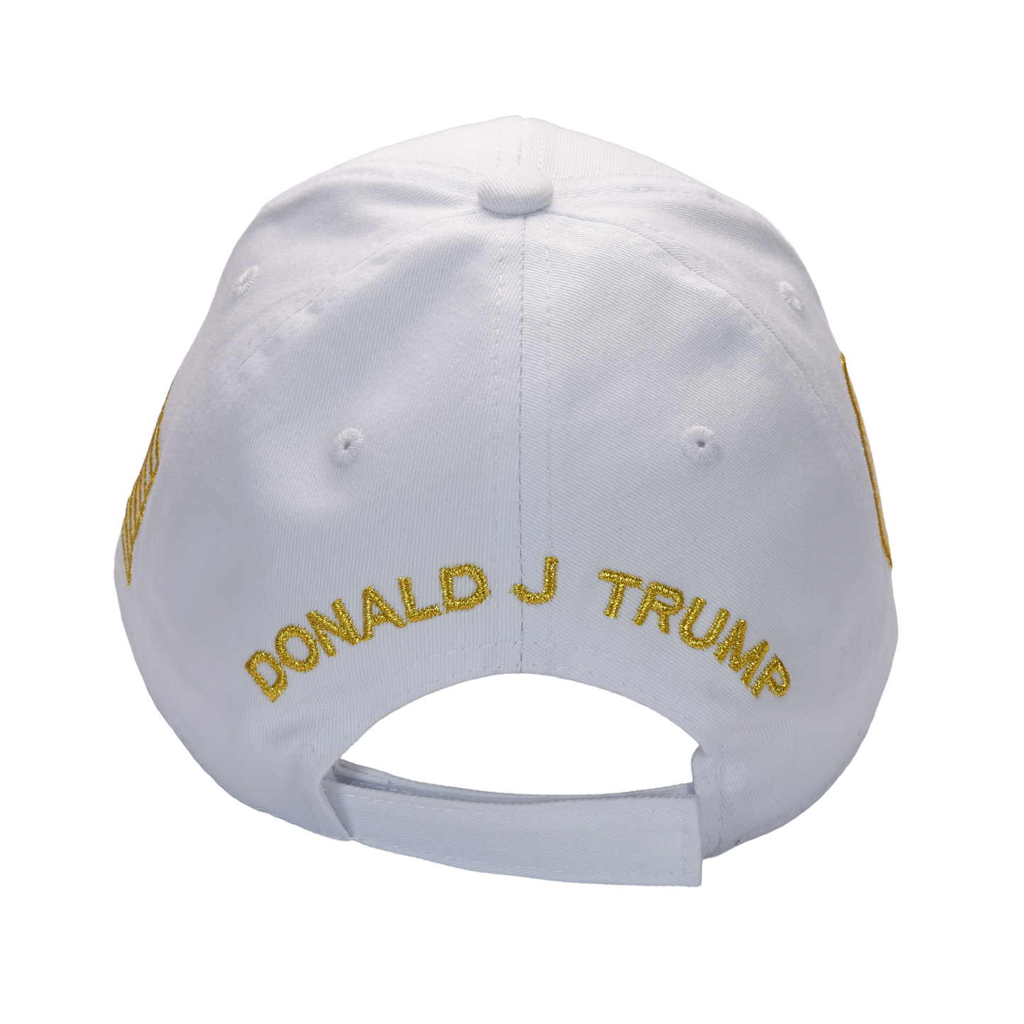 White 45-47 Cap – Gold Embroidery, Premium Cotton Twill, Hook & Loop Closure