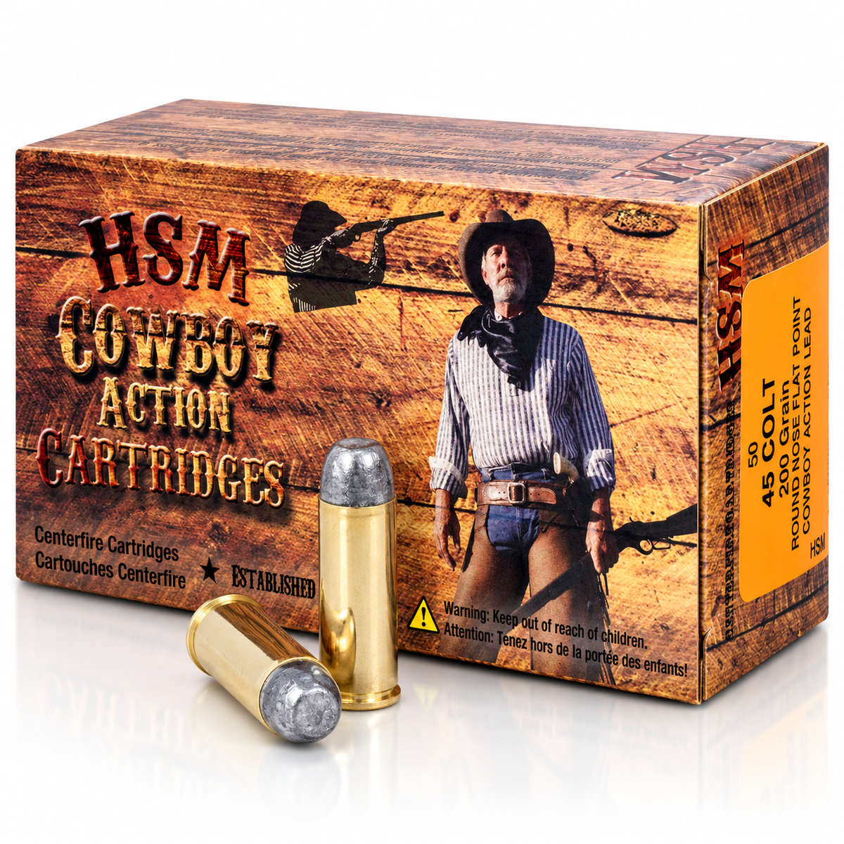 .45 Colt | HSM 45C2N | 200 gr. | RNFP Hard Cast | Cowboy Action | 50 Rounds