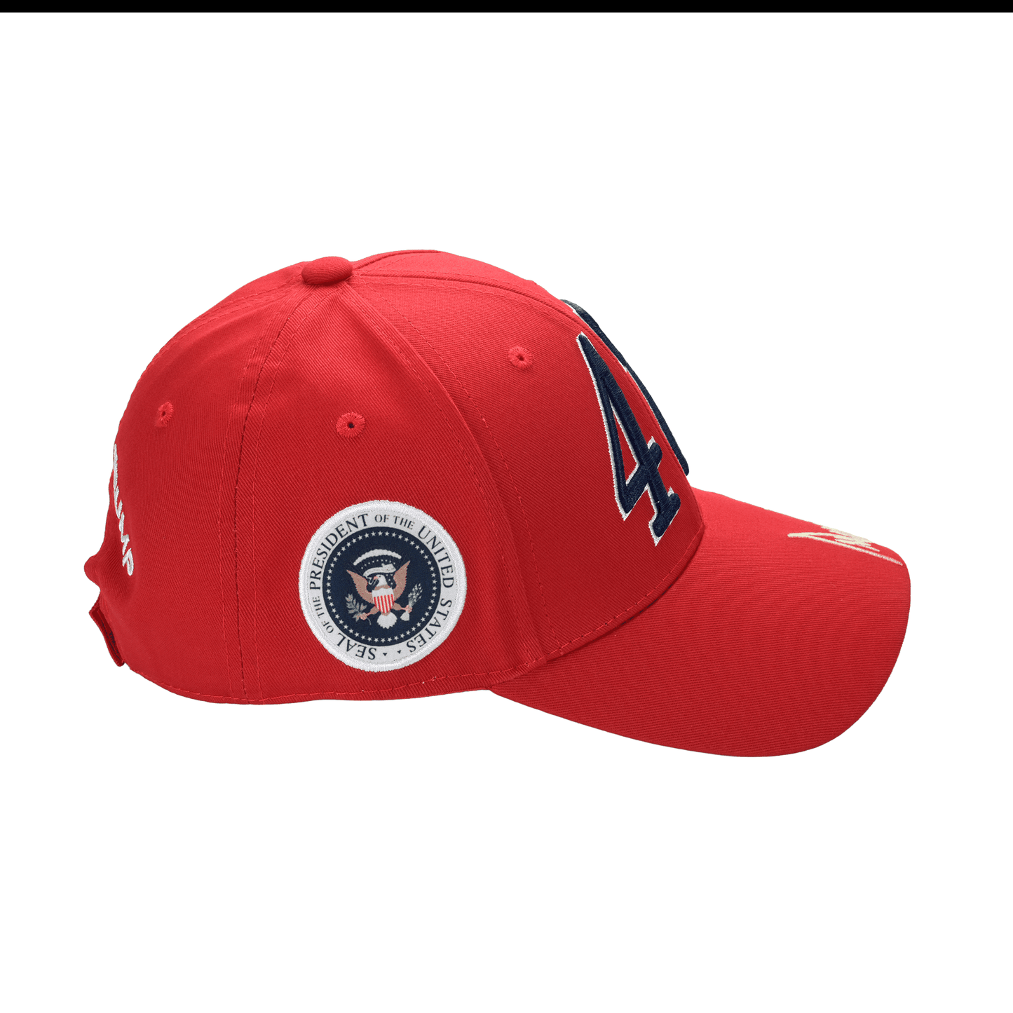 Trump 47 Cap – Red Cotton Twill Embroidered MAGA Hat with Presidential Seal, USA Flag & Signature