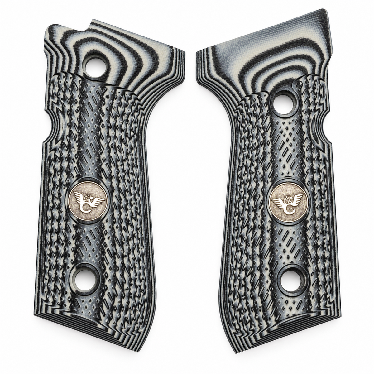 Wilson Combat Beretta 92/96 Grips, Checkered, Gray/Black G10 | 724FC-GB
