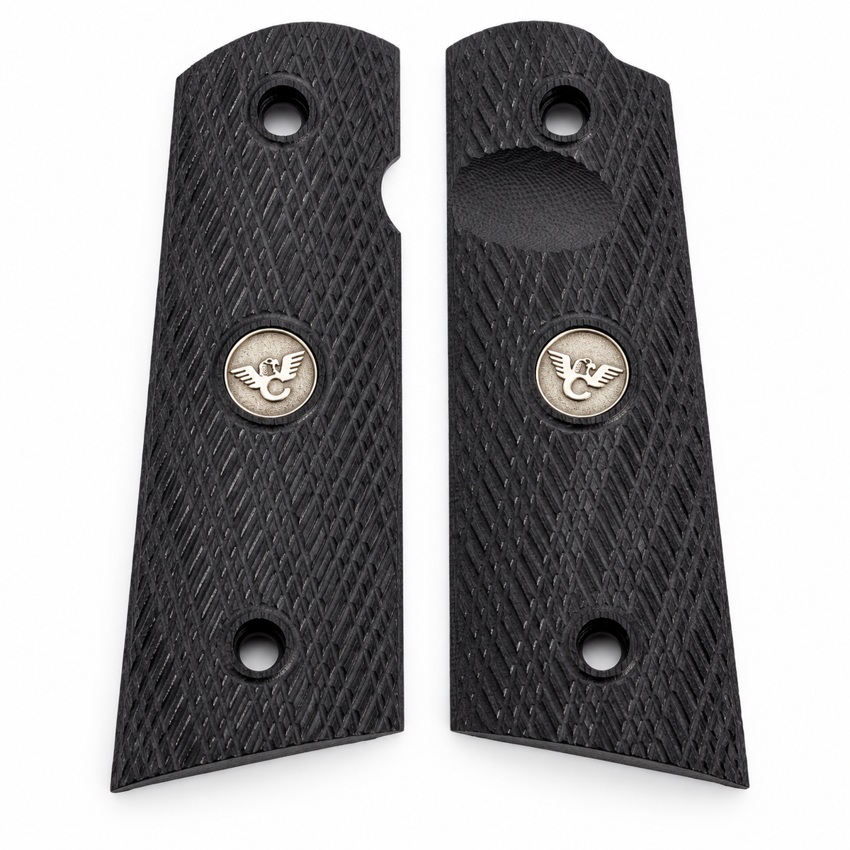 Wilson Combat 1911 Grips, Full-Size, Flat Bottom, Slant, Black G10 | 736-FS-FB-BLK